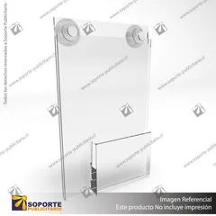 PORTA GRAFICA ACRILICO CON TARJETERO A5 (14.8*21 CMS) MURO VERTICAL 2 MM + VENTOSAS