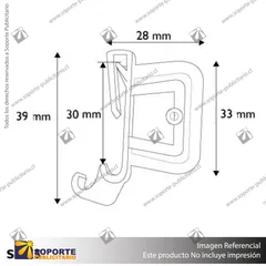 SOPORTE GRAFICA CLIP PARA GONDOLA 28*39 MM