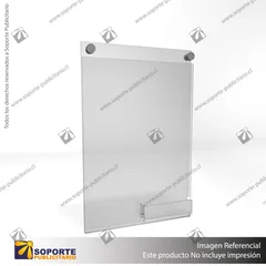 PORTA GRAFICA ACRILICO CON TARJETERO A4 (21*29.7 CMS) MURO VERTICAL 2 MM + SET EMBELLECEDOR