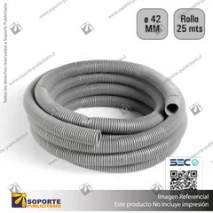TUBO CORRUGADO GRIS 42MM ROLLO 25 MTS