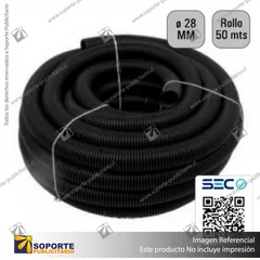 TUBO CORRUGADO NEGRO 28MM ROLLO 25 MTS
