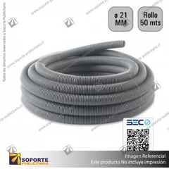 TUBO CORRUGADO GRIS 21MM ROLLO 50 MTS