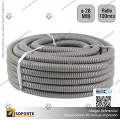TUBO CORRUGADO GRIS 28MM ROLLO 100 MTS