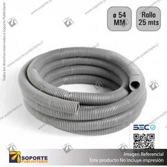 TUBO CORRUGADO GRIS 54MM ROLLO 25 MTS
