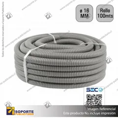 TUBO CORRUGADO GRIS 16MM ROLLO 100 MTS