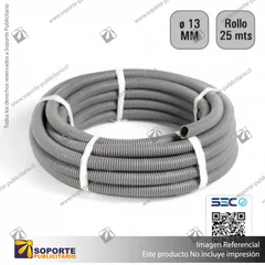 TUBO CORRUGADO GRIS 13MM ROLLO 25 MTS