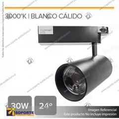 CANNES - FOCO LED TRACK LIGHT TRIFASICO COB 30W 3000K NEGRO 24