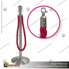 SEPARADOR DE FILAS CORONA CROMADA CON CORDON ROJO
