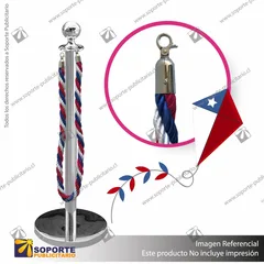 SEPARADOR DE FILAS EMPERADOR CROMADO CON CORDON TRICOLOR