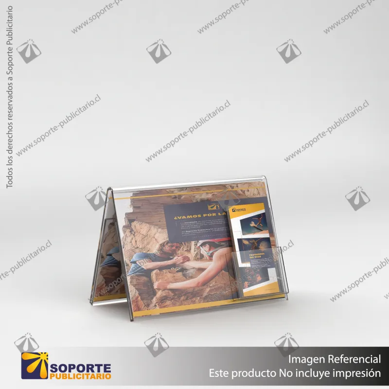 PORTA FOLLETO EN PORTA GRAFICA ACRILICO A4 (21*29.7 CMS) FORMATO A HORIZONTAL 2 MM