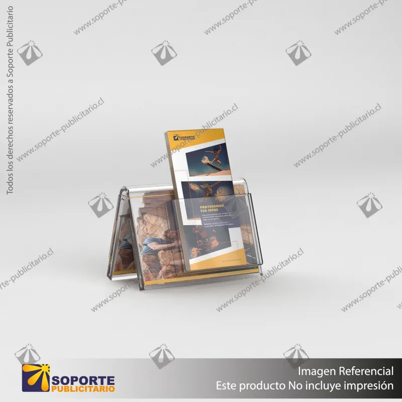 PORTA FOLLETO EN PORTA GRAFICA ACRILICO A6 (10.5*14.8 CMS) FORMATO A HORIZONTAL 1.5 MM