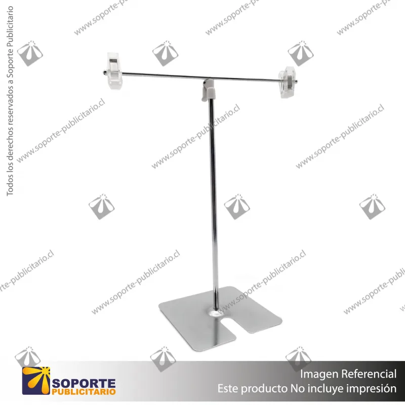 PORTA GRAFICA MINI T EXTENSIBLE MEDIDA AJUSTABLE 19.5*30 A 53 CMS CON PINZAS Y BASE CUADRADA METAL
