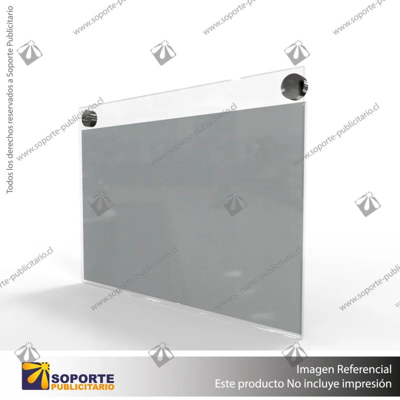 PORTA GRAFICA ACRILICO A5 (14.8*21 CMS) FORMATO MURO HORIZONTAL 1.5 MM + SET EMBELLECEDORES
