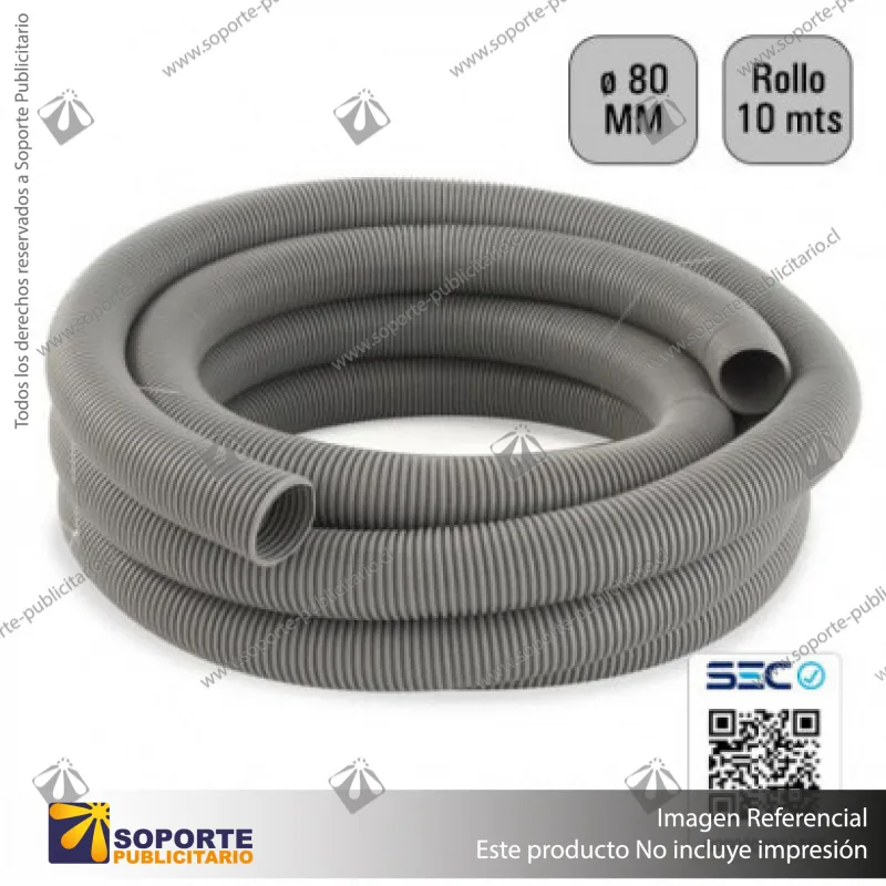 TUBO CORRUGADO GRIS 80MM 10 MTS