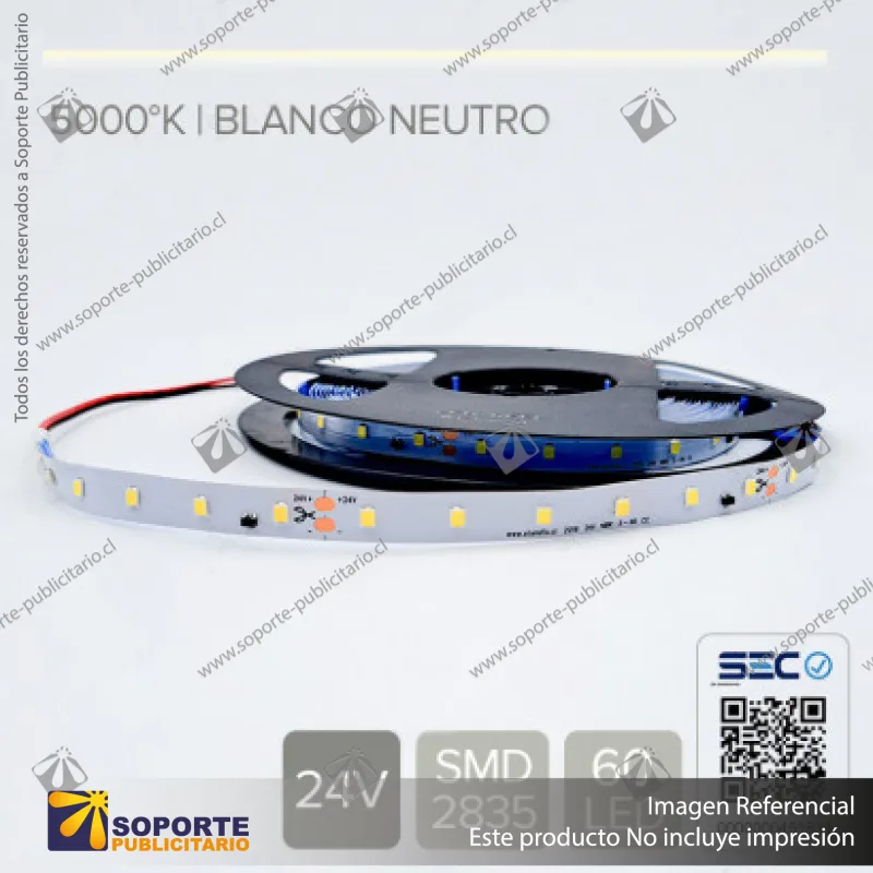 CINTA LED 4.8W 24V - BLANCO NEUTRO (ROLLO 10 MTS)