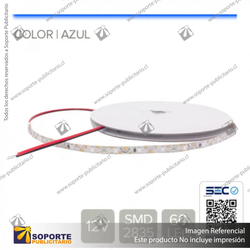 CINTA LED 6W 12V 60L ZIG ZAG AZUL (ROLLO 5 MTS)
