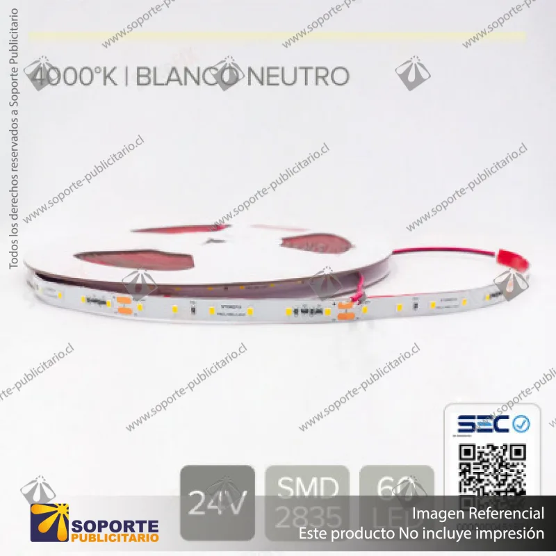 CINTA LED 9.6W 24V 60L NEUTRO (ROLLO 15 MTS)