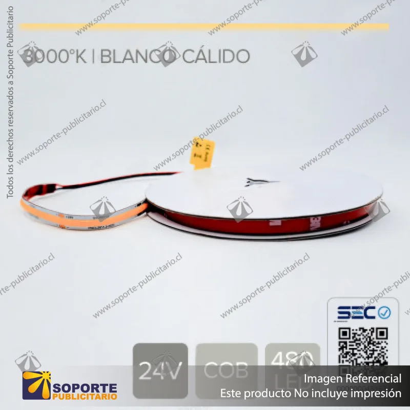 CINTA LED COB SIN DEMARCACION 11W 24V CALIDO (ROLLO 5 MTS)