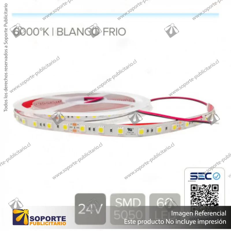 CINTA LED 14.4W 24V 60L FRIO (ROLLO 5 MTS)