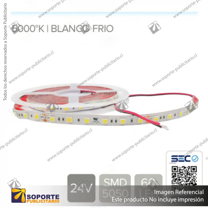 CINTA LED 14.4W 24V 60L FRIO (ROLLO 5 MTS)
