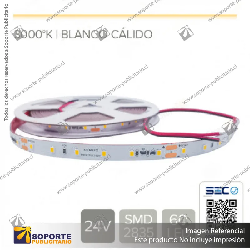 CINTA LED 13.2W 24V 60L CALIDO (ROLLO 5 MTS)