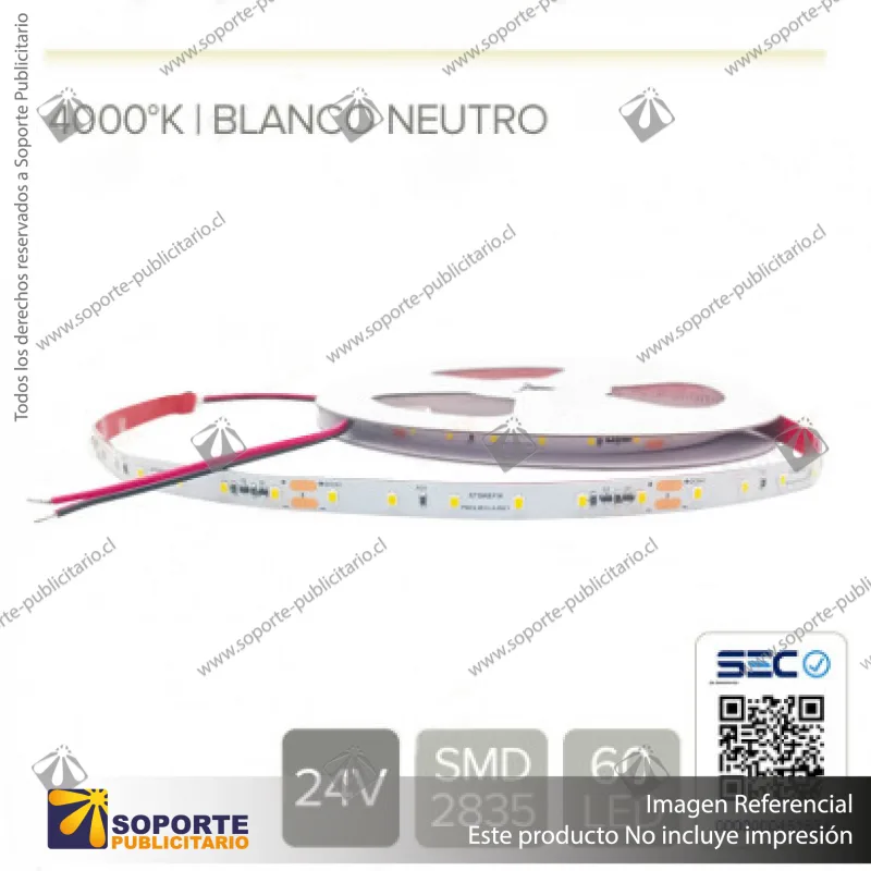 CINTA LED 13.2W 24V 60L NEUTRO (ROLLO 10 MTS)
