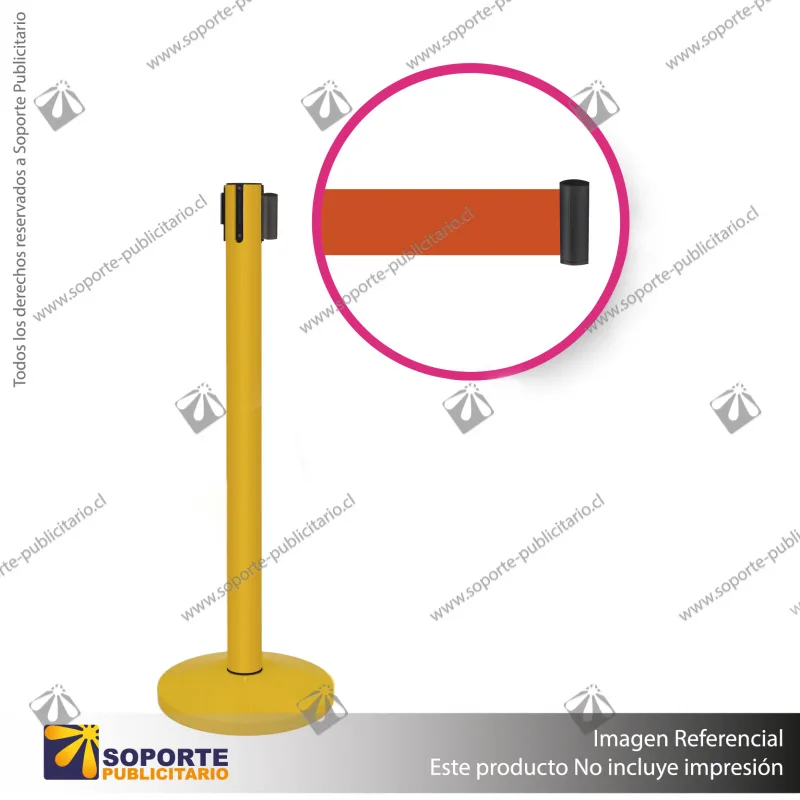 SEPARADOR DE FILAS AMARILLO CON CINTA NARANJA