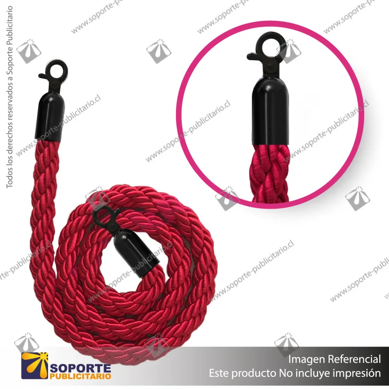 CORDON TRENZADO ROJO CON ENGANCHES NEGROS