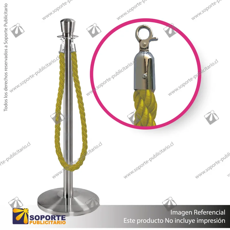 SEPARADOR DE FILAS CORONA CROMADA CON CORDON DORADO