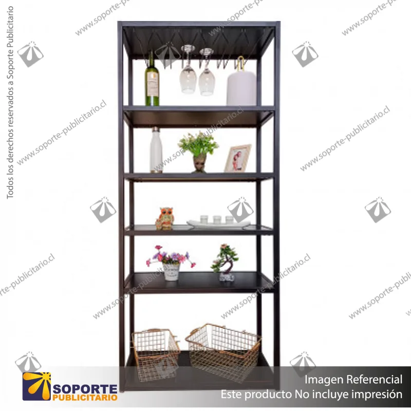 ESTANTE METALICO PARA VINOS CON PORTA COPAS