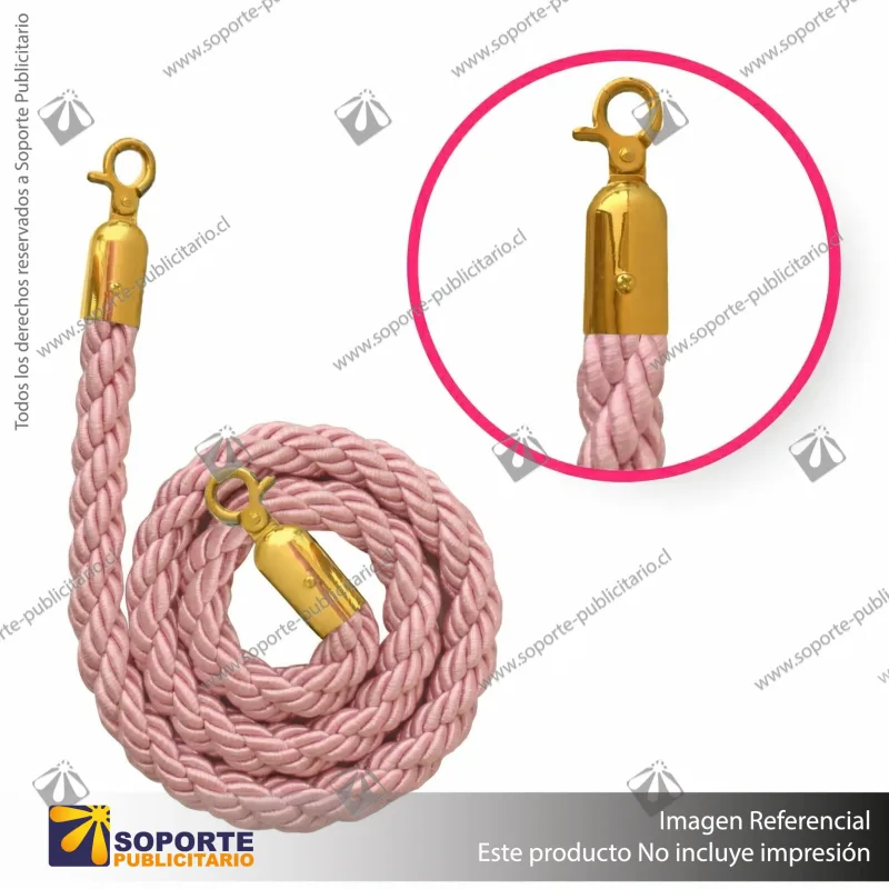 CORDON TRENZADO ROSADO CON ENGANCHES DORADOS