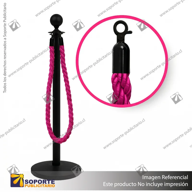 SEPARADOR DE FILAS EMPERADOR NEGRO CON CORDON FUCSIA