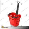 CANASTO PLASTICO CON ASA RETRACTIL Y RUEDAS ROJO GRANDE 45L, foto 1